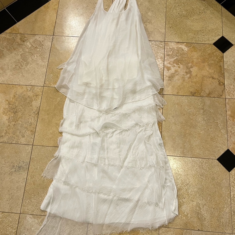 Two piece white flowy perfect beach/boat coverup top and skirt size small